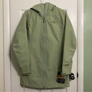 the north face slim fit w dryzzle fl parka tea green windbreaker in womens